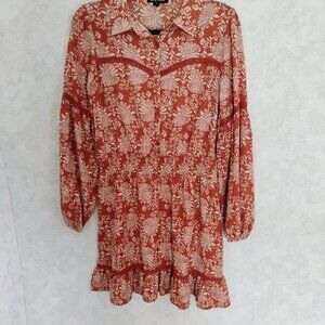 Max + Ash Rust Boho Floral Mini Dress
